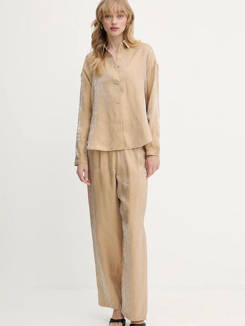 Armani Exchange koszula damska kolor zielony relaxed z kołnierzykiem klasycznym XW000567 AF12055