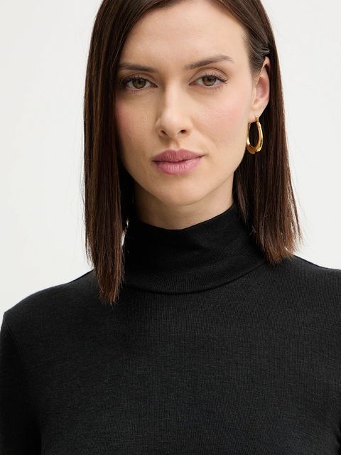 Guess sweter ANITA damski kolor czarny lekki z półgolfem W4BP14 KCGM2