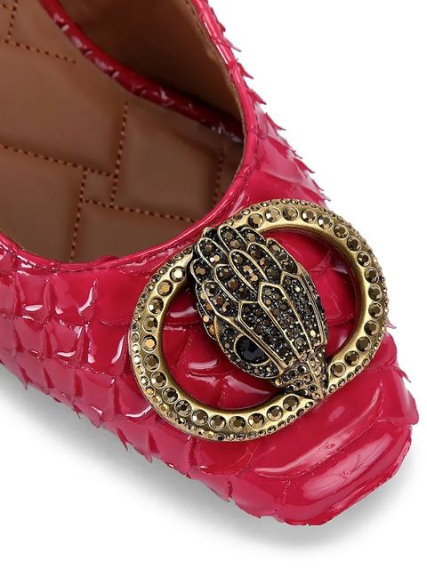 Kurt Geiger London czółenka skórzane Chelsea Block Slingback kolor różowy na słupku z odkrytą piętą 3415058719