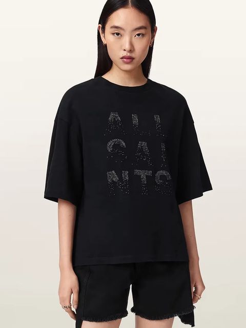 AllSaints T-shirt oversize damski bawełniany STACKS - zdjęcie produktu nr 1