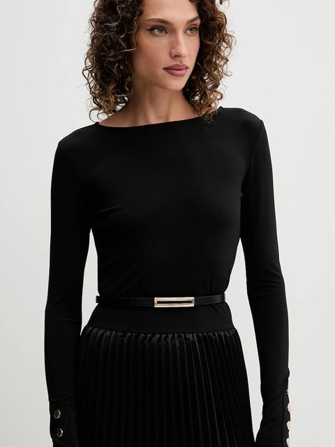 Fracomina sukienka kolor czarny maxi rozkloszowana FS25WD2003W411F9