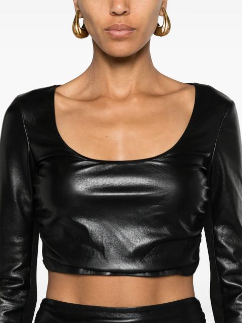 Nanushka scoop-neck ruched crop top - Black