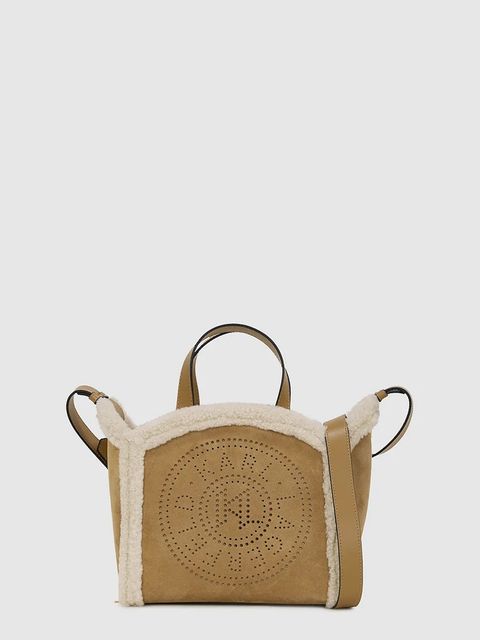 Karl Lagerfeld torebka zamszowa K/CIRCLE kolor brązowy A4W30087 - zdjęcie produktu nr 1