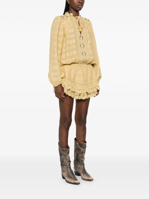 MARANT ÉTOILE long-sleeve ruffled mini dress - Neutrals