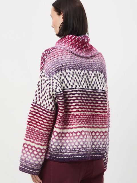 Medicine sweter z domieszką wełny damski kolor multicolor ciepły z golfem