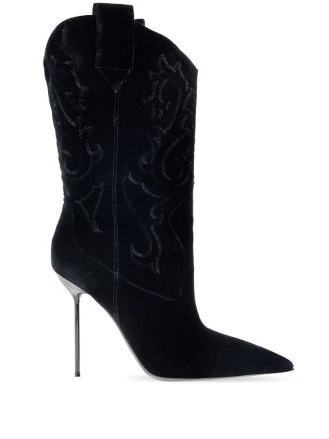 Paris Texas 105mm Lidia embroidered heeled boots - Black - zdjęcie produktu nr 1