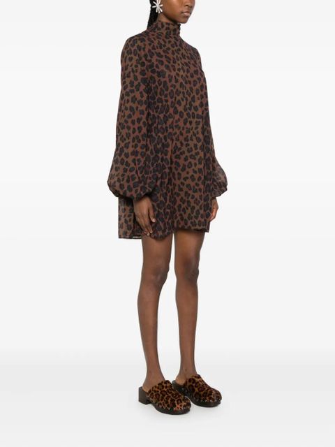 Simon Miller leopard-print high-neck mini dress - Brown