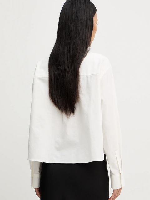 Marc O'Polo koszula bawełniana damska kolor beżowy relaxed z kołnierzykiem klasycznym 5000007466