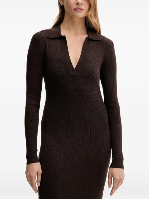 MC2 Saint Barth V-neck ribbed midi dress - Brown