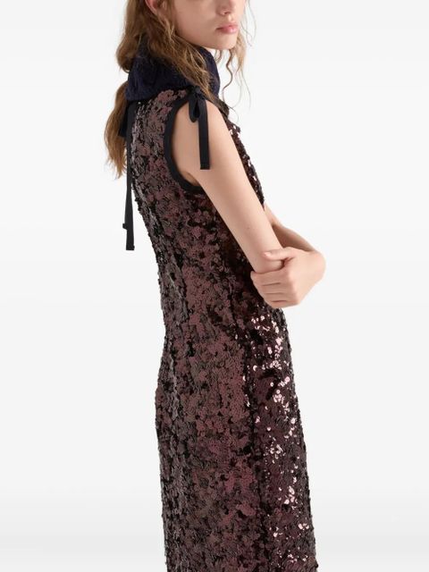 Prada sequin sleeveless midi dress - Brown - zdjęcie produktu nr 2