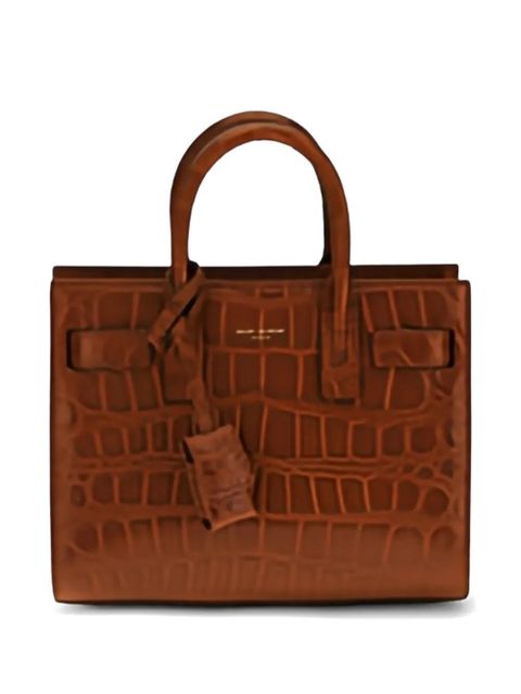 Saint Laurent Sac de Jour crocodile-effect leather tote bag - Brown - zdjęcie produktu nr 1