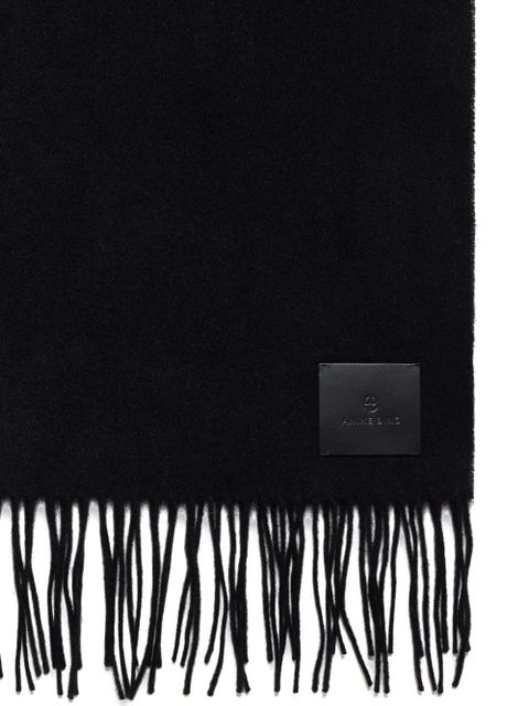 ANINE BING Augustina fringed wool scarf - Black