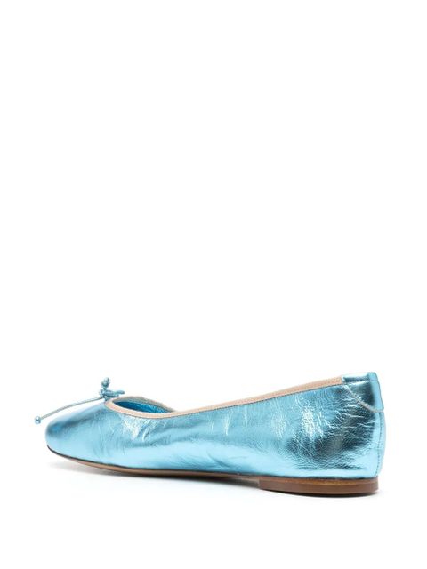 Casadei metallic leather ballerina shoes - Blue