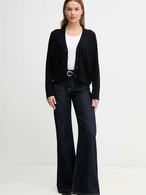 United Colors of Benetton kardigan wełniany damski kolor czarny lekki 11AHD604R