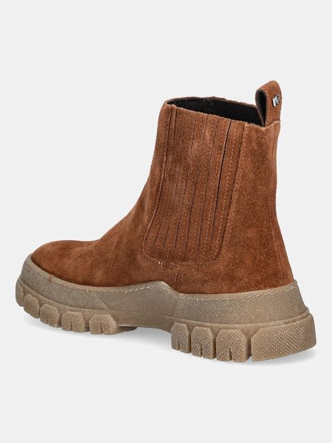 Weekend Max Mara sztyblety zamszowe Genepi damskie kolor brązowy na płaskim obcasie 2525796035600