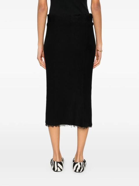 TOTEME fringed jersey midi skirt - Black