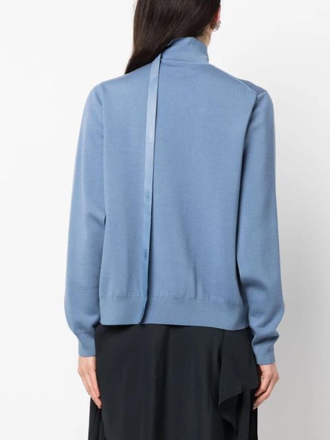 FENDI logo-detail wool sweater - Blue
