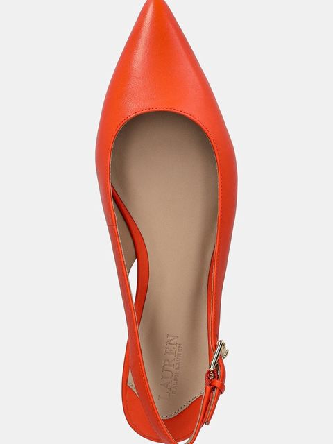 Lauren Ralph Lauren baleriny skórzane Londyn Slbck kolor pomarańczowy z odkrytą piętą 802P04383001
