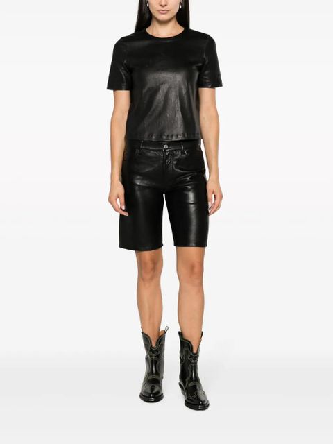 Zadig&Voltaire Tas crew-neck leather T-shirt - Black - zdjęcie produktu nr 2