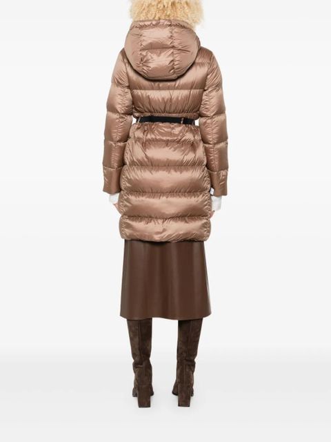 Max Mara hooded belted puffer jacket - Brown