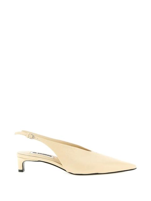 Jil Sander craquelé V-neck slingback pumps - Neutrals - zdjęcie produktu nr 1