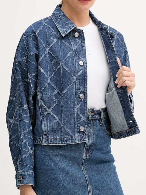 Calvin Klein Jeans kurtka jeansowa kolor niebieski przejściowa oversize LV047D749G