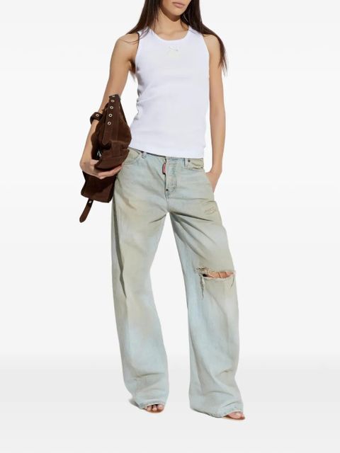 Dolce & Gabbana bow-detail logo-patch tank top - White - zdjęcie produktu nr 2