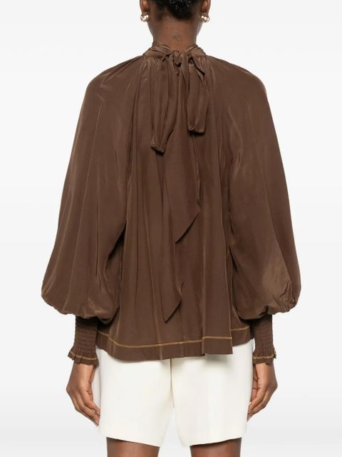 ALEMAIS high-neck blouse - Brown