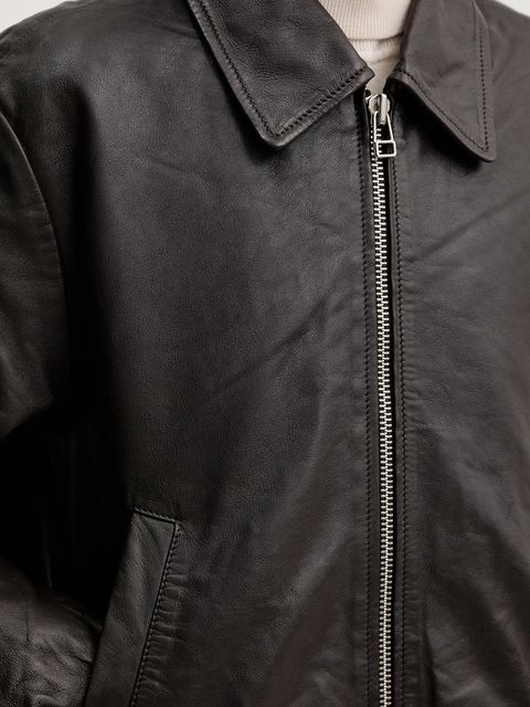 Marc O'Polo kurtka skórzana kolor brązowy przejściowa 5000007903