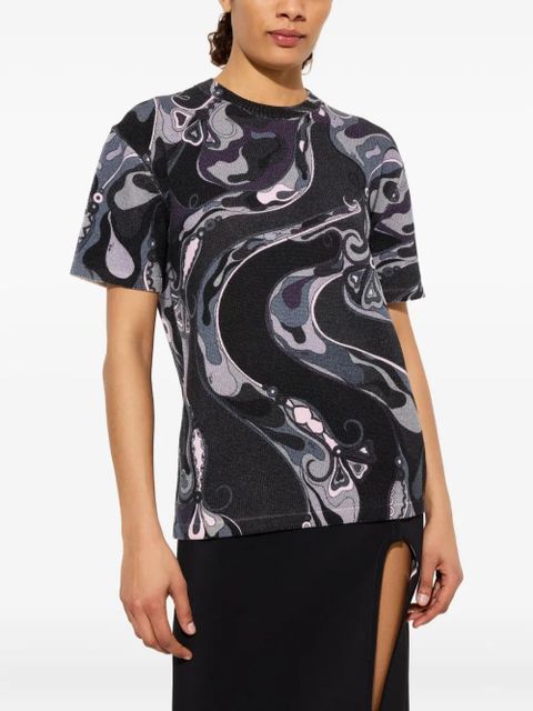 PUCCI orchidee print wool T-shirt - Black