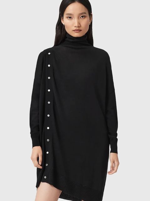 AllSaints sukienka wełniana UMI kolor czarny mini dopasowana W071DD - zdjęcie produktu nr 1