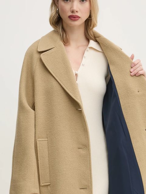 Tommy Jeans płaszcz z domieszką wełny