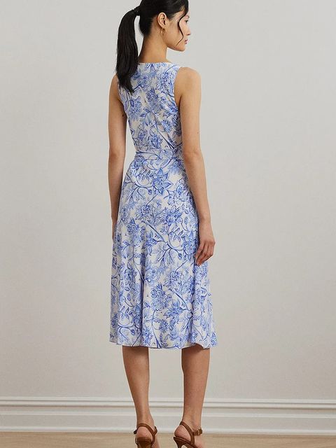 Lauren Ralph Lauren sukienka kolor niebieski midi rozkloszowana 200973375 - zdjęcie produktu nr 2