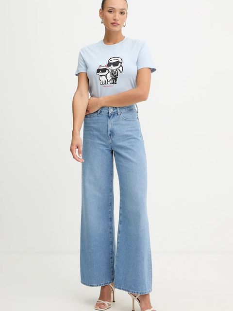 Karl Lagerfeld t-shirt bawełniany damski kolor niebieski A1W17129 - zdjęcie produktu nr 2