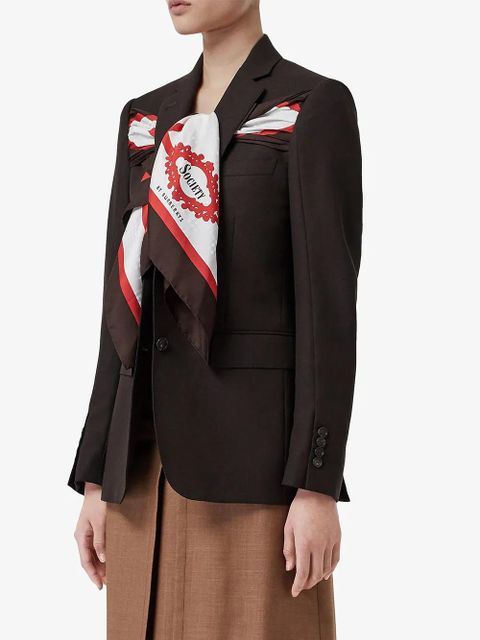 Burberry Silk Scarf Detail Wool Tailored Jacket - Brown