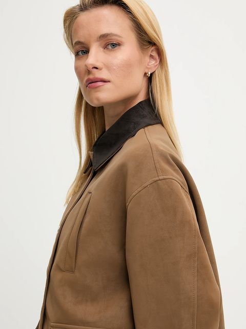 Answear.LAB kurtka kolor brązowy przejściowa oversize