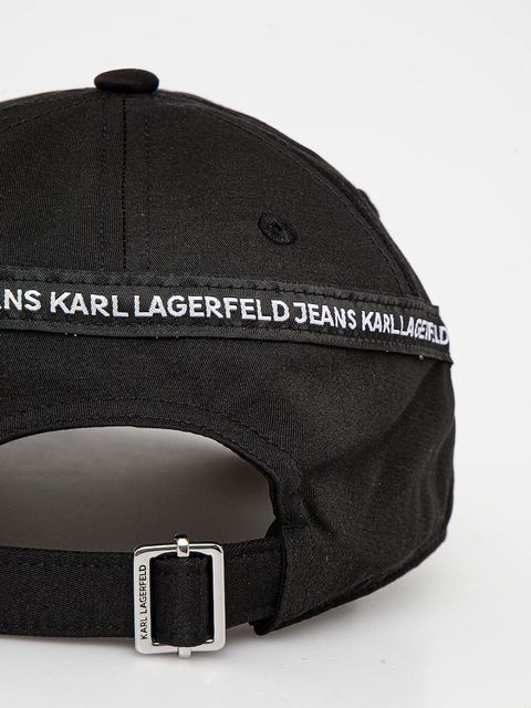 Karl Lagerfeld Jeans czapka z daszkiem kolor czarny z nadrukiem A2W33026