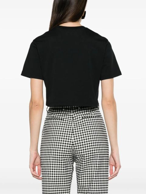Moschino text-embellished cropped T-shirt - Black
