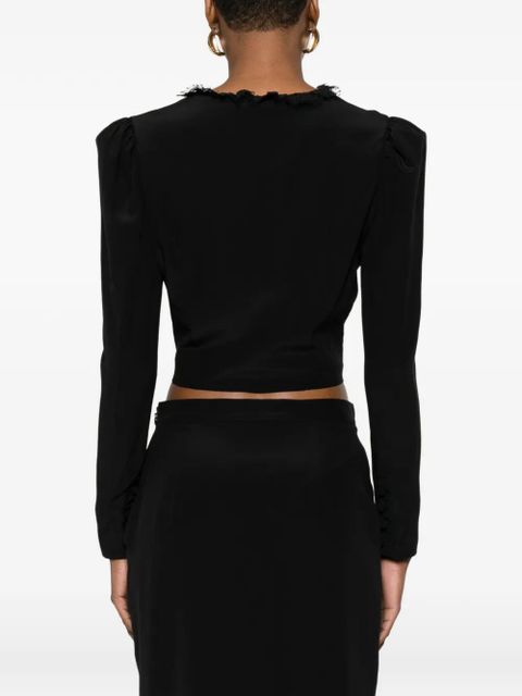 Alessandra Rich lace-trim buttoned blouse - Black