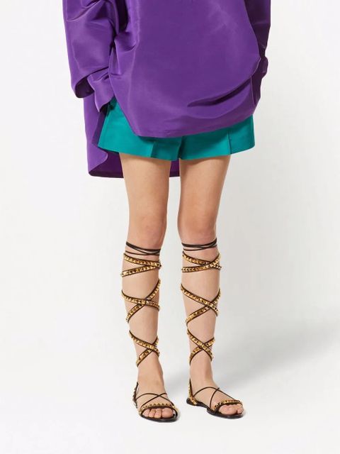 Valentino Garavani drawstring-waist pressed-crease shorts - Green