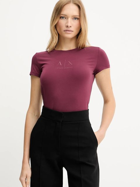 Armani Exchange t-shirt damski kolor bordowy XW001458 AF16294 - zdjęcie produktu nr 1