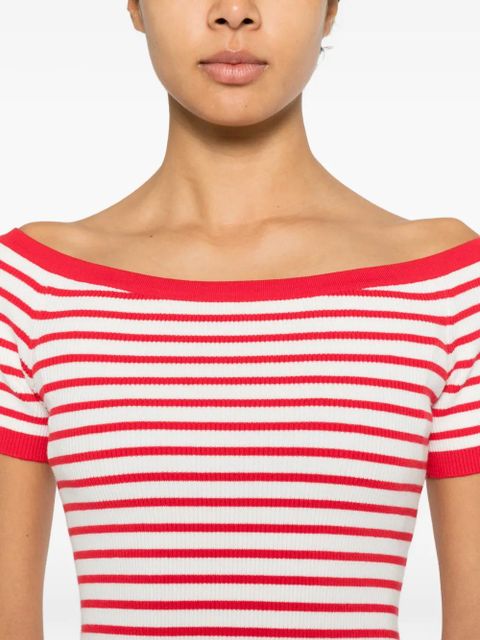 Maje striped boat-neck top - Red