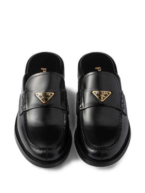 Prada brushed leather mules - Black - zdjęcie produktu nr 2