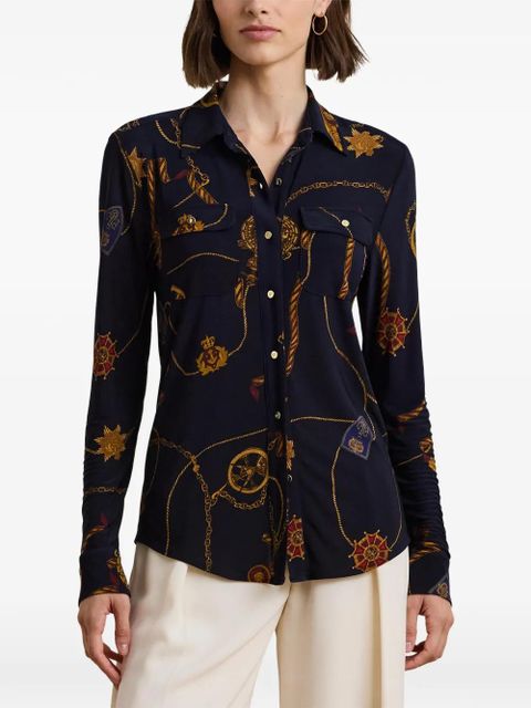 Lauren Ralph Lauren chain-print button-up shirt - Blue - zdjęcie produktu nr 2