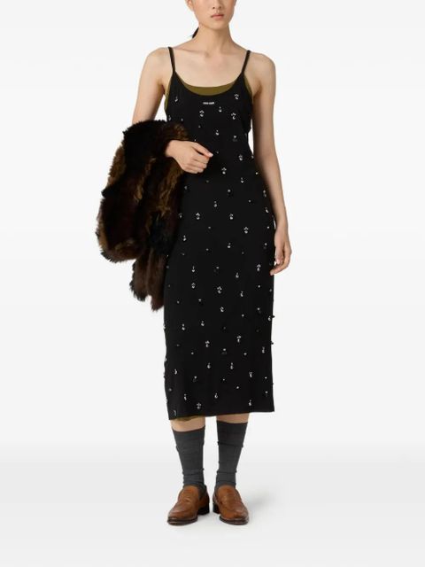 Miu Miu embroidered stretch midi dress - Black - zdjęcie produktu nr 2