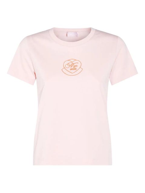 Moncler heart-embroidered logo T-shirt - Pink - zdjęcie produktu nr 1