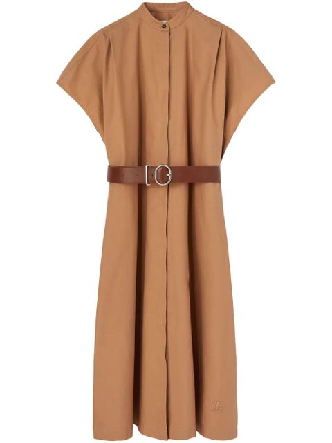 Jil Sander collarless belted shirt dress - Brown - zdjęcie produktu nr 1