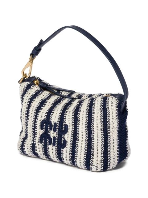 Miu Miu crochet and leather pouch - Blue