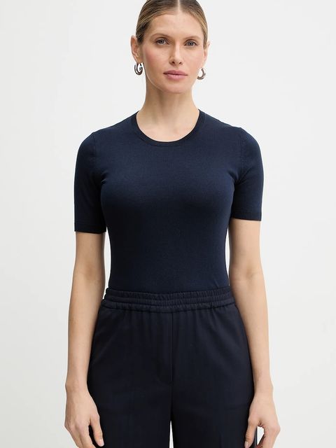 Weekend Max Mara sweter z dodatkiem jedwabiu GABARRA damski kolor granatowy lekki 2615361081600 - zdjęcie produktu nr 1