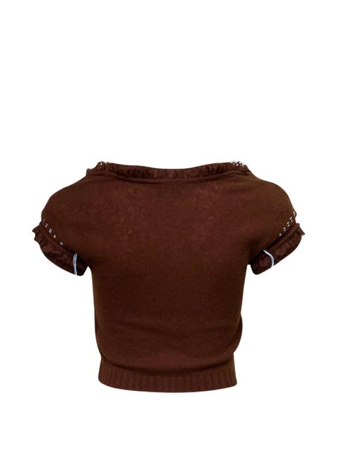 SHUSHU/TONG ruffle-trimmed short-sleeve cardigan - Red - zdjęcie produktu nr 2